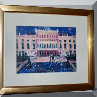 A15. Framed snow scene print. 9”h x 11”w - $16